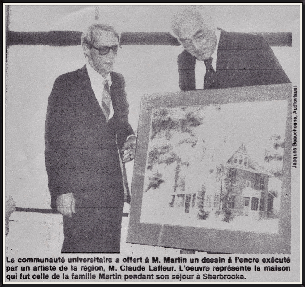 1981 Dessin offer au recteur de l'université de Sherbrooke Yves Martin