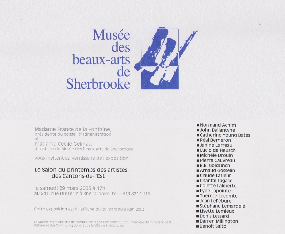 2003 Musee des Beaux Arts Sherbrooke