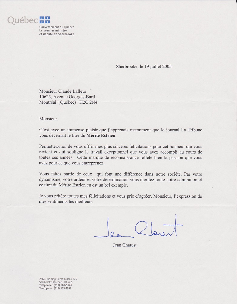 2005 merite estrien Premier Ministe Quebec